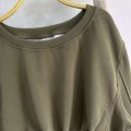 美式斜肩卫衣+松紧腰阔腿长裤套装